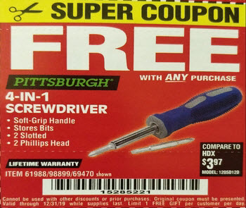 harbor freight free screwdriver coupon free 4 in 1 screwdriver