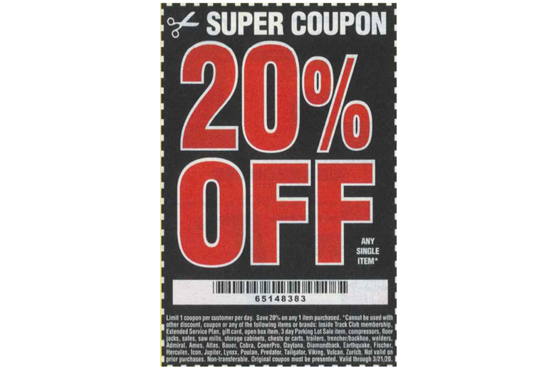 Harbor Freight 20 Percent Coupon 20 Off Any Expires 03 21 2020
